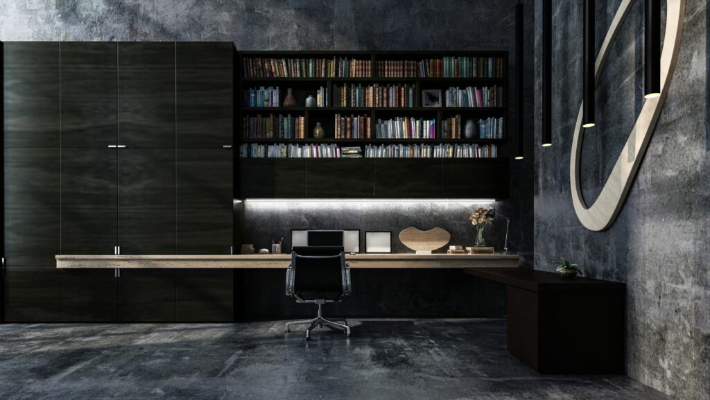 modern black home office